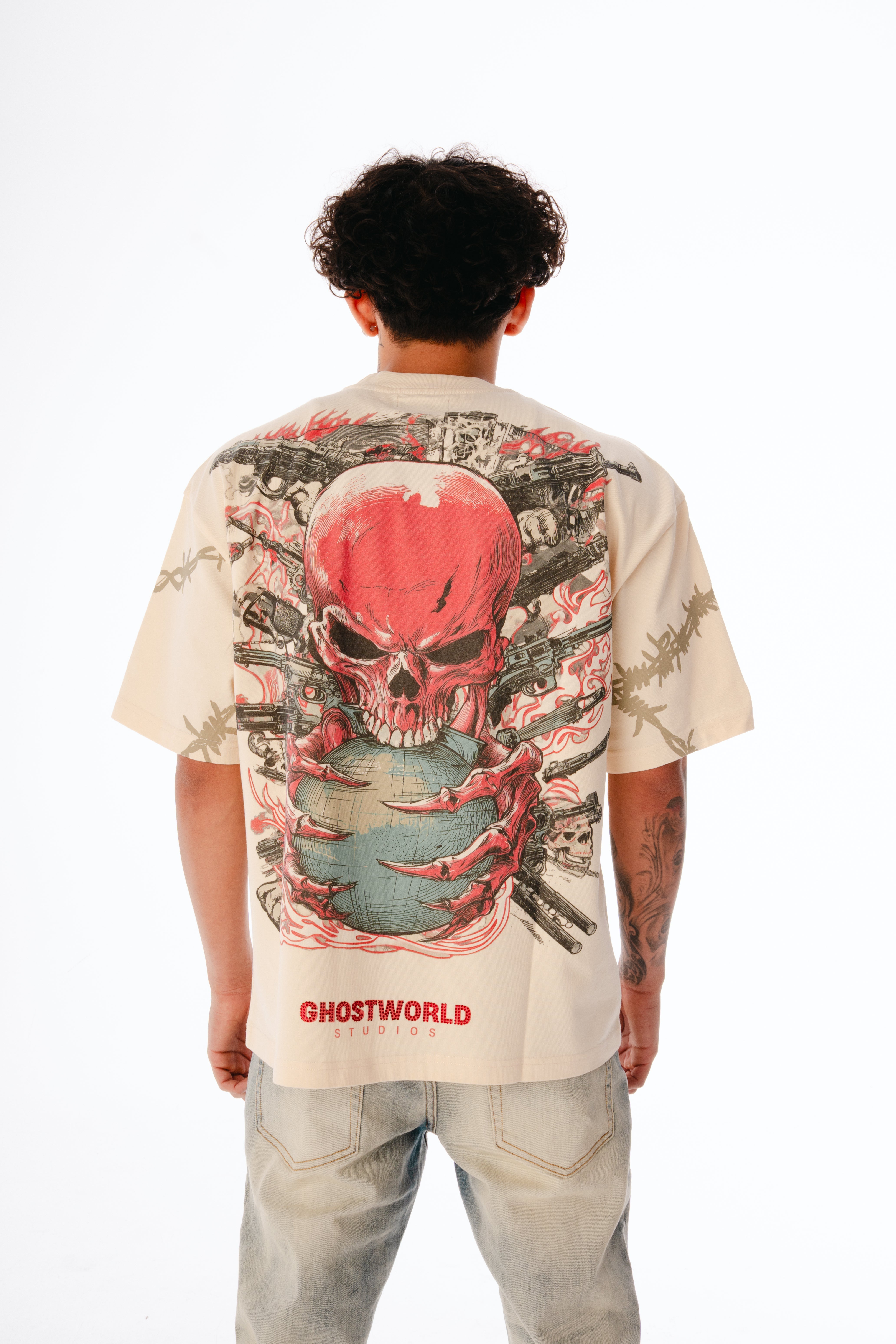 GHST WRLD Barbed Wire Wrap Tee – Bone – Amorica NYC