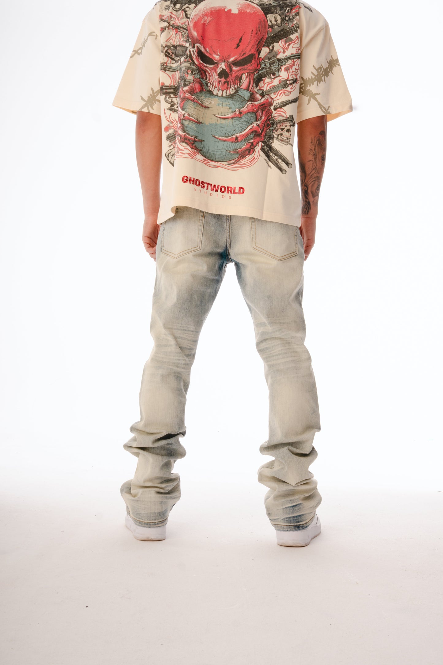 GHST WRLD Frost Stacked Flare Jeans – Ice Wash