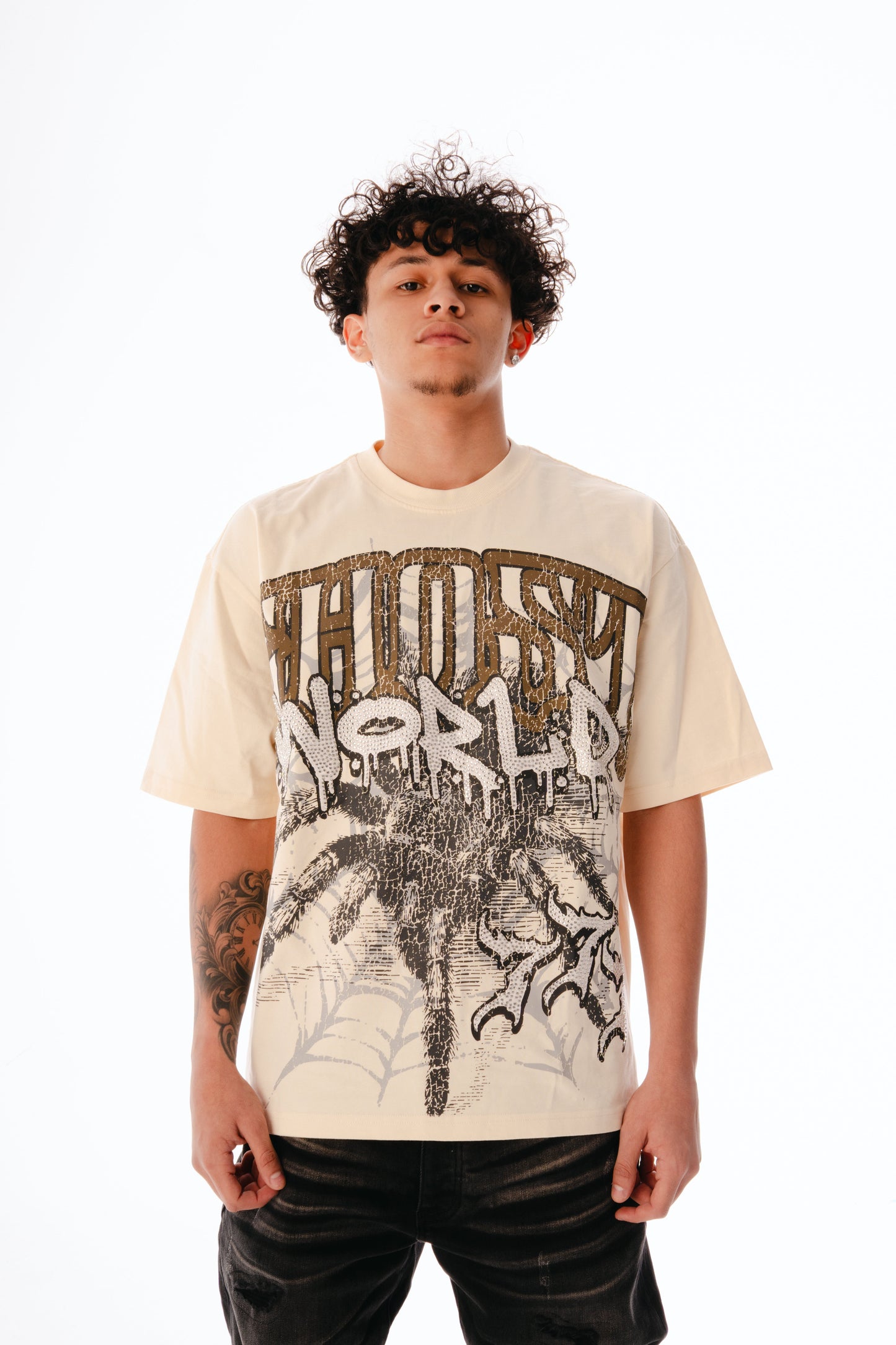 GHST WRLD Caught in the Web Tee - Bone