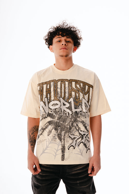 GHST WRLD Caught in the Web Tee - Bone