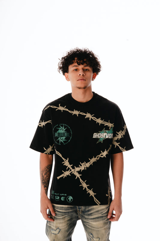 GHST WRLD Barbed Wire Wrap Tee – Black