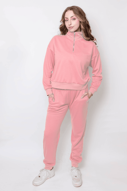 Women's Quarter-Zip Pullover & Jogger Set – Amorica NYC Women's Quarter-Zip Pullover & Jogger Set – Amorica NYC
